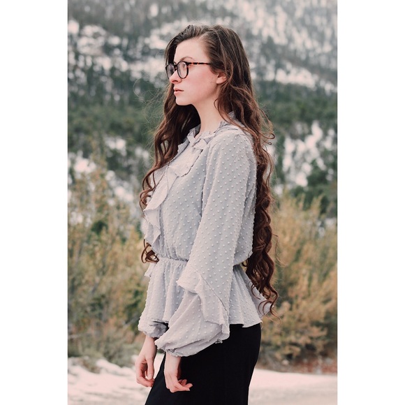 Grey Ruffled Blouse - Picture 2 of 4